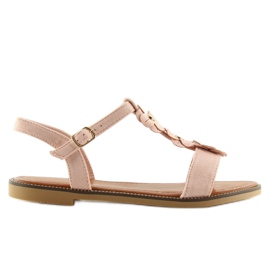 Sandalias mujer ante rosa WL-001 rosado 2