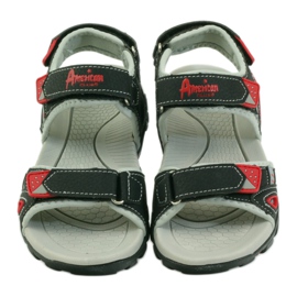 American Club sandalias negras para niños 1713 negro rojo gris 4