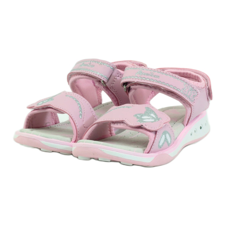 American Club Zapatos infantiles sandalias plantilla piel brillo americano rosa gris 3