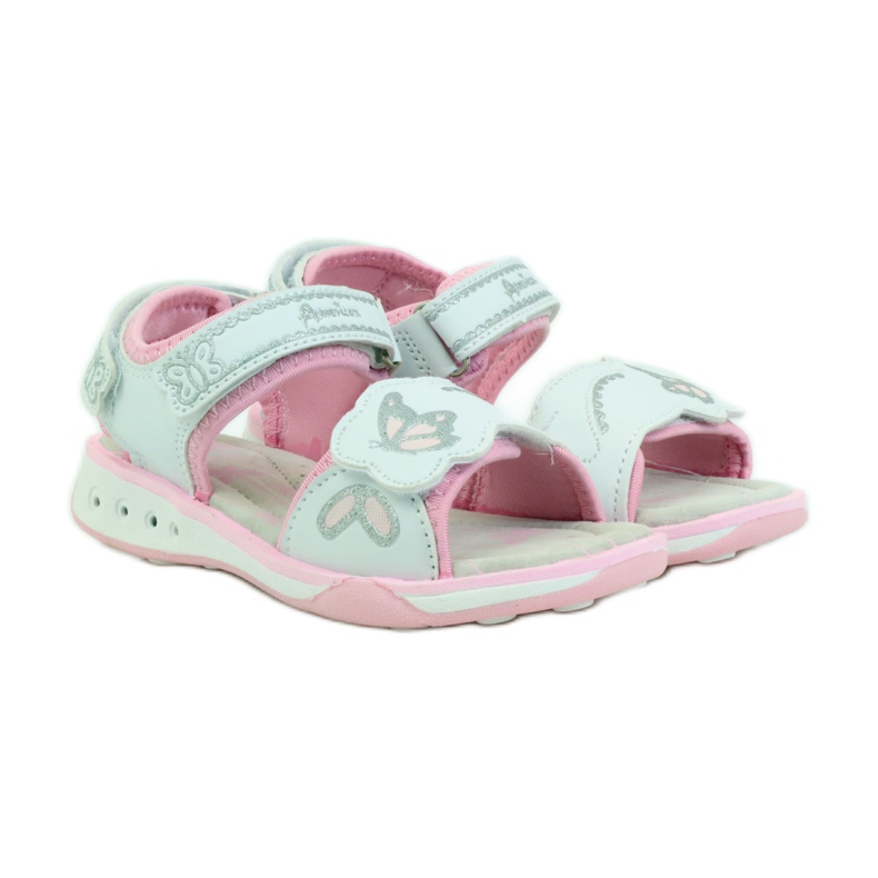 American Club Zapatos infantiles sandalias plantilla piel brillo americano rosa gris blanco 3