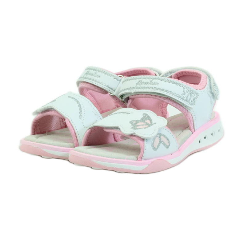 American Club Zapatos infantiles sandalias plantilla piel brillo americano rosado gris blanco 4