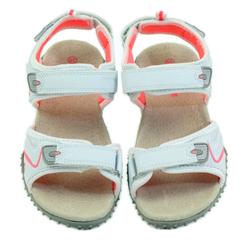 American Club Sandalias con aplicación de piel americana 1707 naranja blanco 4