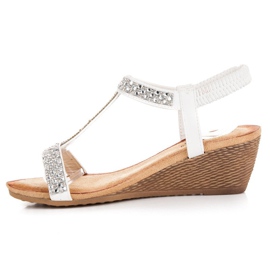 Fama Sandalias cuña elegantes blanco 2