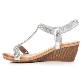Fama Sandalias cuña elegantes gris 4