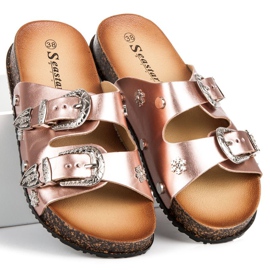 Seastar Pantuflas rosas con hebillas rosado 5