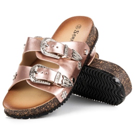 Seastar Pantuflas rosas con hebillas rosado 4