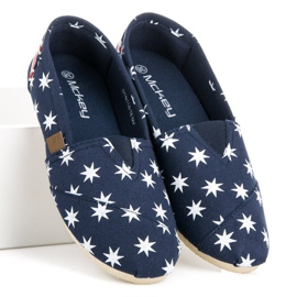 McKey Alpargatas sin cordones de moda blanco azul marino 2