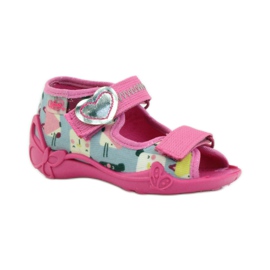 Pantuflas Sandalias Serduszko Befado 242p071 rosado gris 1