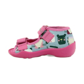Pantuflas Sandalias Serduszko Befado 242p071 rosado gris 2