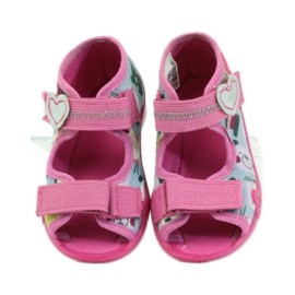 Pantuflas Sandalias Serduszko Befado 242p071 rosado gris 4