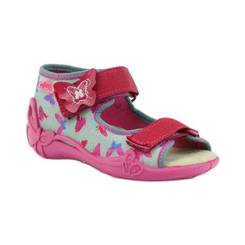 Befado 242p077 sandalias con inserto de piel rosado gris 1