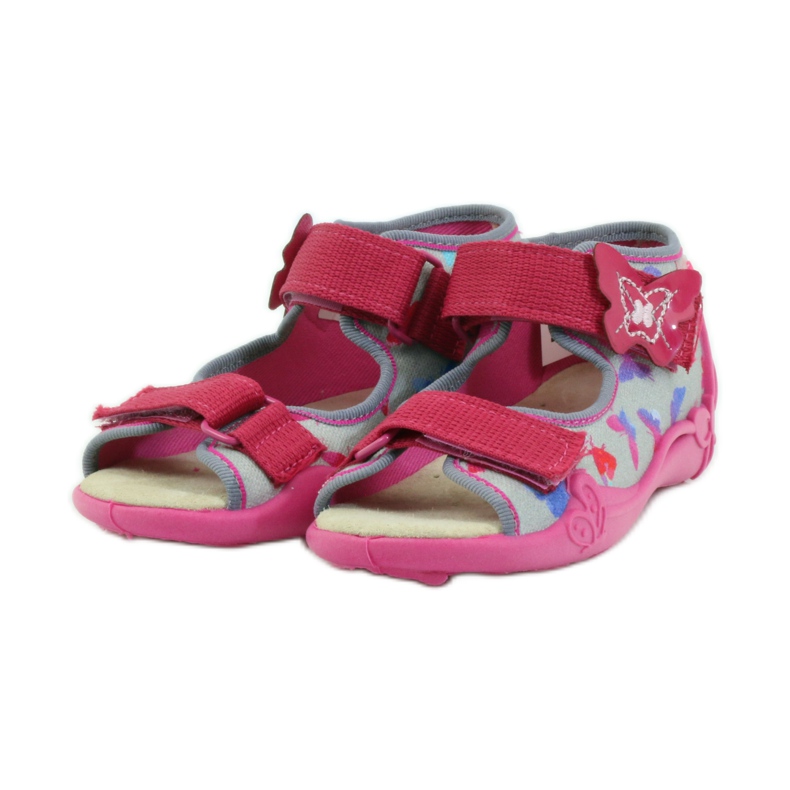 Befado 242p077 sandalias con inserto de piel rosa gris 3