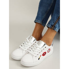 Deportivas Sweet lips FB-15 BLANCO/PLATA con parches 7