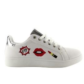 Deportivas Sweet lips FB-15 BLANCO/PLATA con parches 1