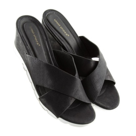 Pantuflas negras sobre cuña baja negro Y-8219 2