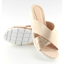 Pantuflas rosa con cuña baja rosa Y-8219 Rosa rosado 4