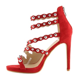Sandalias rojas de tacón alto C-37 Rojo 3
