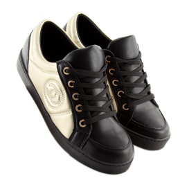 Chanelki sneakers Y612 Negro negro y dorado 4