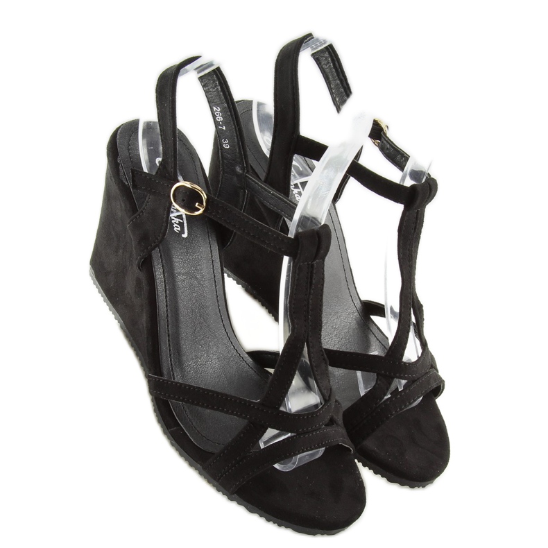 Sandalias cuña negras 266-7 negro 1