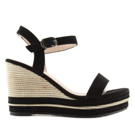 Sandalias negras con tacón de cuña 1505-2 negro 2