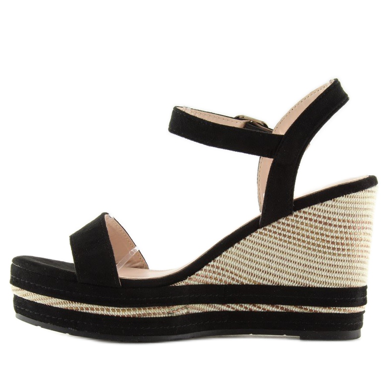 Sandalias negras con tacón de cuña 1505-2 negro 1