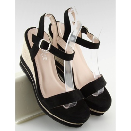 Sandalias negras con tacón de cuña 1505-2 negro 5