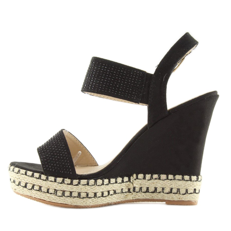 Sandalias negras con tacón de cuña 3811-7 negro 2