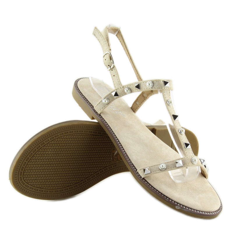 Sandalias con tachuelas beige S-375 Beige 1