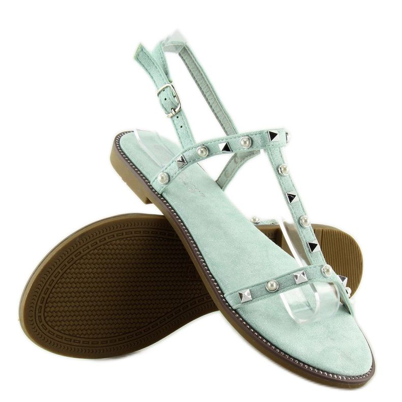 Sandalias tachuelas menta S-375 Verde 1 Sandalias tachuelas menta S-375 Verde 1