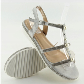 Sandalias grises con perlas RC-33 Gris 1