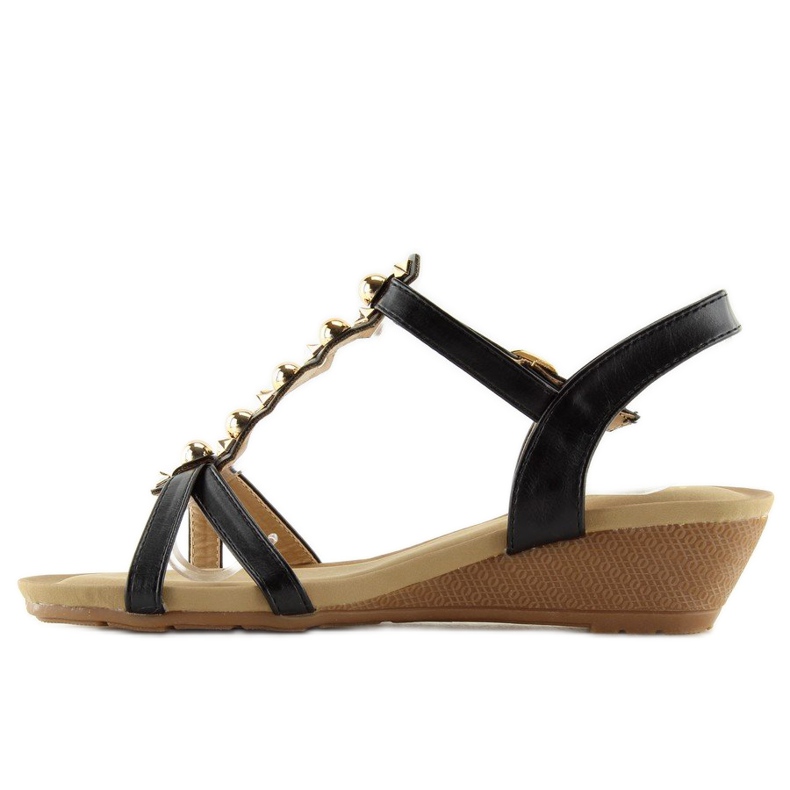 Sandalias negras con tacón de cuña bajo negro HX-1 Black 2