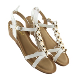 Sandalias con tacón de cuña bajo blanco HX-1 blanco 1