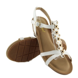 Sandalias con tacón de cuña bajo blanco HX-1 blanco 6
