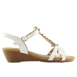 Sandalias con tacón de cuña bajo blanco HX-1 blanco 7