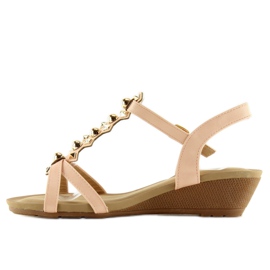 Sandalias con tacón de cuña bajo rosa HX-1 Pink rosado 3