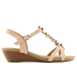 Sandalias con tacón de cuña bajo rosa HX-1 Pink rosado 7
