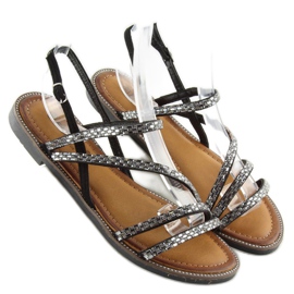 Sandalias con zirconia cúbica negra FM814 negro 5