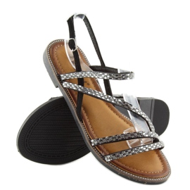 Sandalias con zirconia cúbica negra FM814 negro 2
