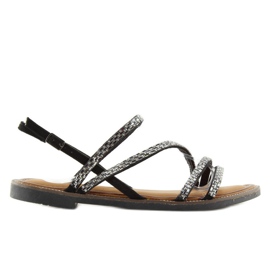 Sandalias con zirconia cúbica negra FM814 negro 4