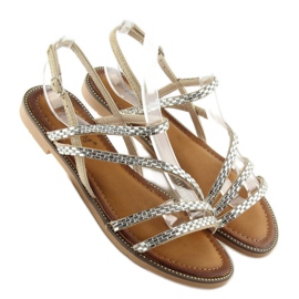 Sandalias con circonita beige FM814 albaricoque 5