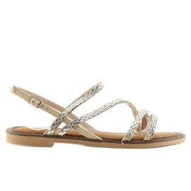 Sandalias con circonita beige FM814 albaricoque 4
