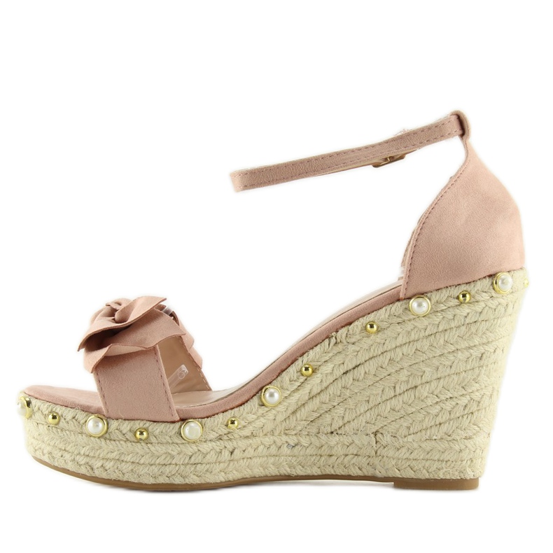 Sandalias, alpargatas en cuña rosa L2668 2