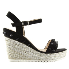 Alpargatas negras con cuña, negras TS-16 Black negro 3