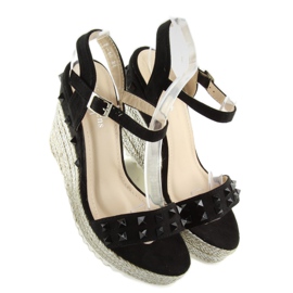 Alpargatas negras con cuña, negras TS-16 Black negro 4