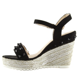 Alpargatas negras con cuña, negras TS-16 Black negro 6