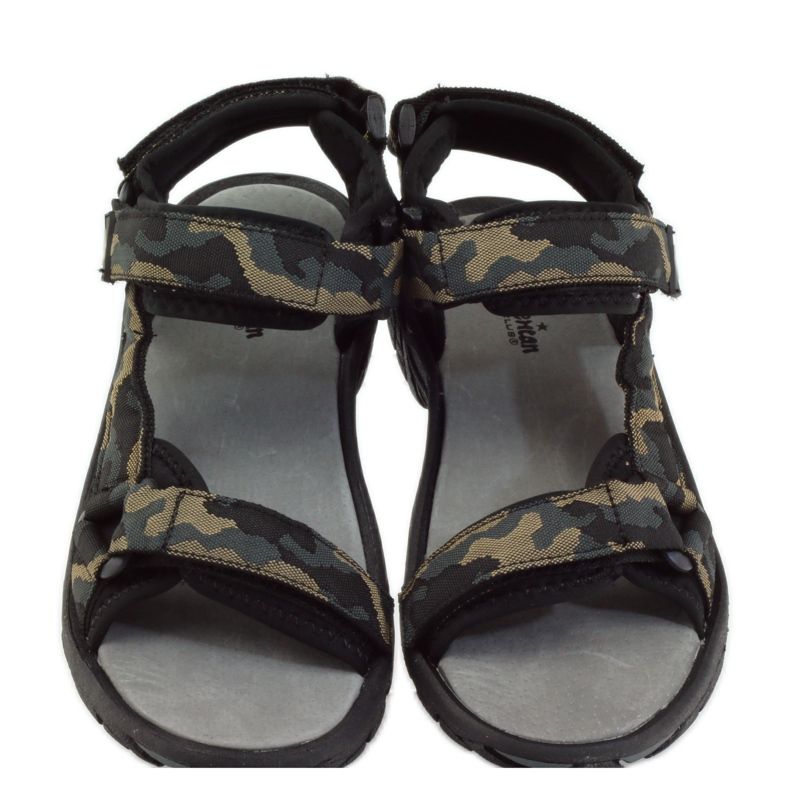 American Club Sandalias con aplicación de piel americana 1728 negro marrón 4