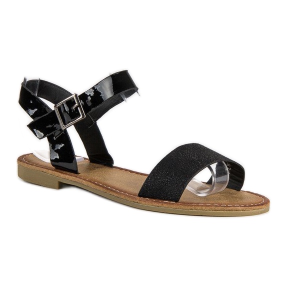 Comer elegantes sandalias negras negro 1