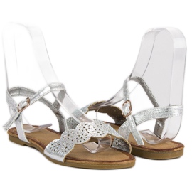 Comer Sandalias planas abrochadas con hebilla gris 4