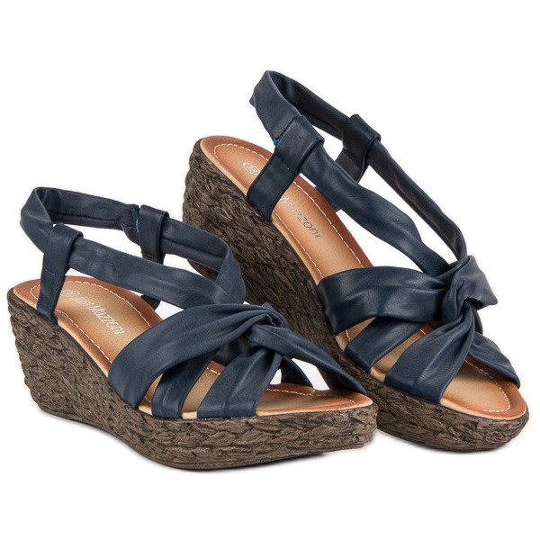 Sandalias de cuña sin cordones azul 1