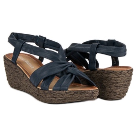 Sandalias de cuña sin cordones azul 2